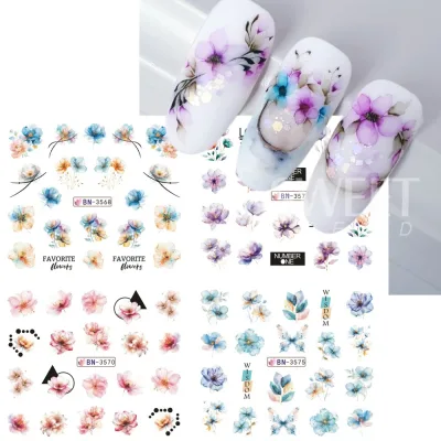 Autocollants ongles à transfert d'eau, fleurs – image 2