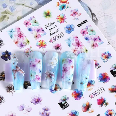 Autocollants ongles à transfert d'eau, fleurs – image 3