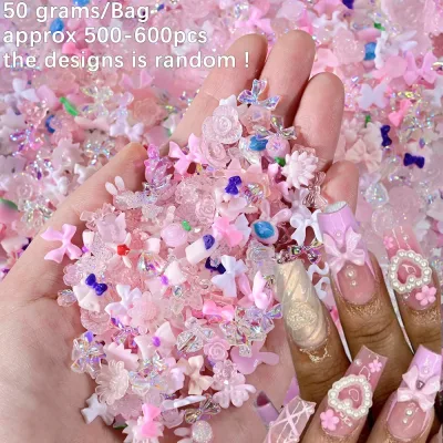 Breloques d'ongles en résine, nœuds et fleurs – image 3