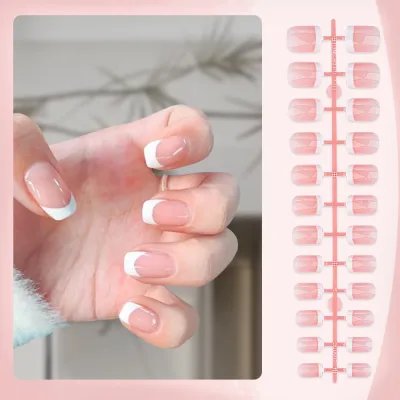Faux ongles roses courts carrés, 24 pièces – image 2