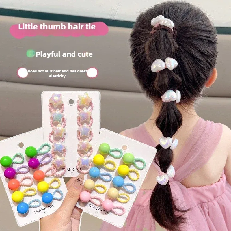 Lot de 10 élastiques à cheveux enfant cœur et étoile