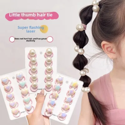 Lot de 10 élastiques à cheveux enfant cœur et étoile – image 2