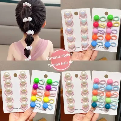 Lot de 10 élastiques à cheveux enfant cœur et étoile – image 3