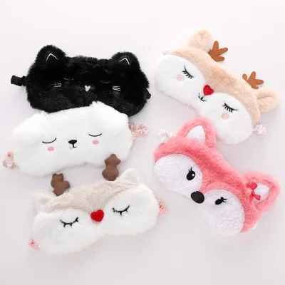 Masque de sommeil en peluche motif animal