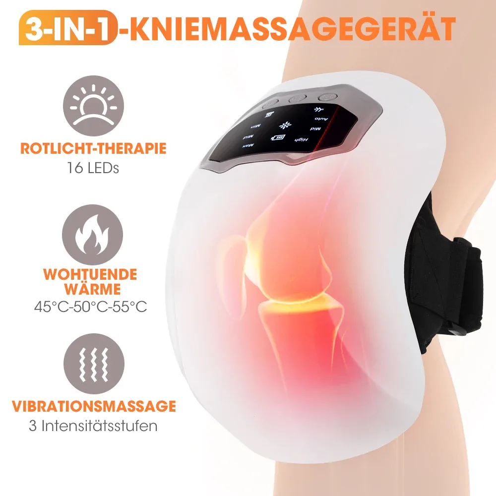 Masseur de genou chauffant sans fil, blanc