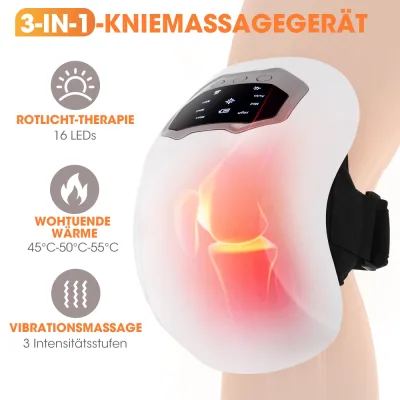 Masseur de genou chauffant sans fil, blanc