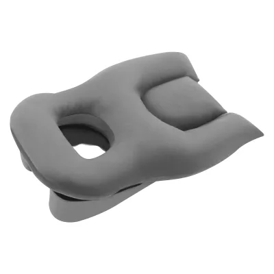 Oreiller facial avec socle, tissu gris et bleu – image 3