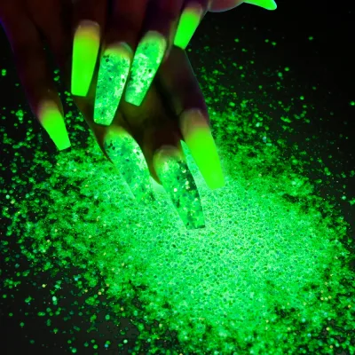 Poudre lumineuse bleu-vert pour ongles, 10 g – image 2