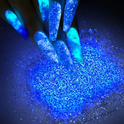 Poudre lumineuse bleu-vert pour ongles, 10 g – image 3