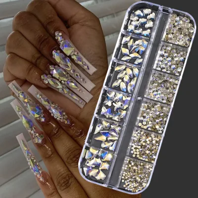 Strass pour ongles en verre, couleur or champagne – image 2