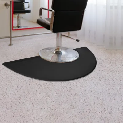 Tapis de sol demi-cercle noir pour salon de coiffure