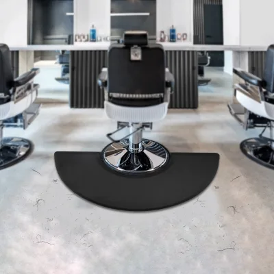 Tapis de sol demi-cercle noir pour salon de coiffure – image 2