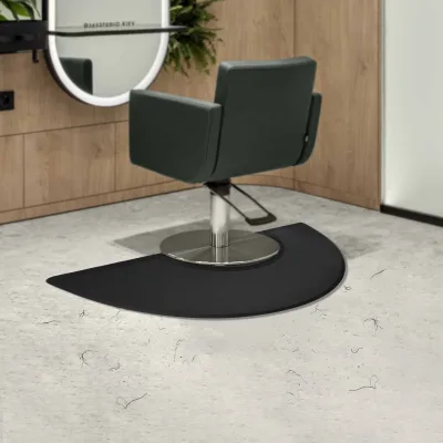 Tapis de sol demi-cercle noir pour salon de coiffure – image 3